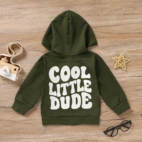 Vista 3 de ZOELNIC Ropa con capucha para bebé niño para otoño e invierno, sudadera de manga larga con estampado de letras