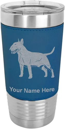 Vista 15 de LaserGram Vaso aislado al vacío de 20 onzas, perro Bull Terrier, grabado personalizado incluido (piel sintética, estilo béisbol)