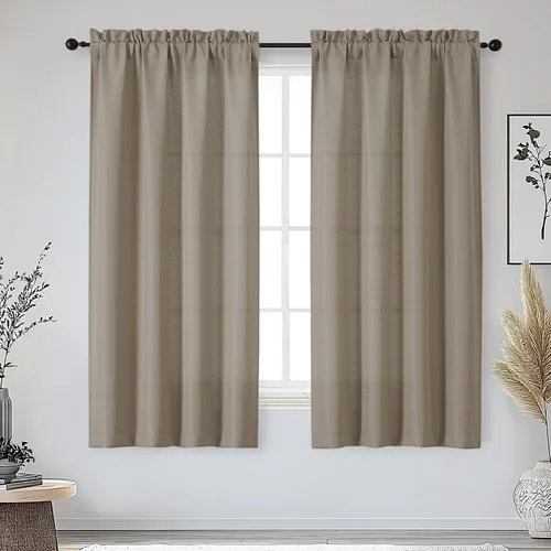 Vista 46 de OWENIE Bob Juego de 2 Paneles de Cortinas Negras de Cocina para Ventanas de 36 Pulgadas de Largo, Cortinas Cortas de Café con Textura de Lino