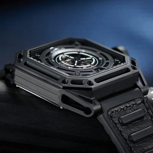 Vista 3 de Luxury Square Luminous Self-Wind Mens Watch Fashion Mechanical Automatic Waterproof Sport Watch Rubber Watch AK