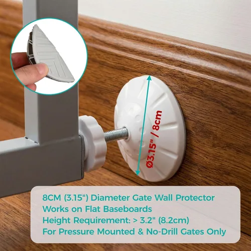 Vista 2 de Kit extensor de puerta para bebé, 4 tazas, 4 varillas de husillo M8x125mm, color blanco 3.15-inch PP/TPE baby gate wall protectors; steel cores