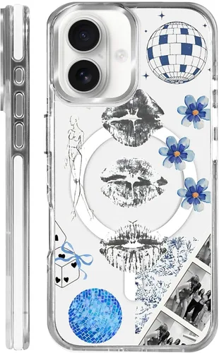 Vista 40 de Funda para iPhone 13 Pro, transparente con bonito patrón de tiburón azul, compatible con Magsafe funda protectora suave para mujeres y niñas (blanco)
