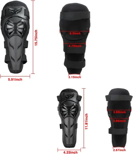 Vista 7 de GES Rodilleras para motocicleta – 4 rodilleras para adultos/coderas de motocicleta/almohadillas ajustables para rodilleras, protectores de codo