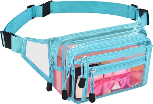 Vista 17 de Riñonera transparente aprobada por estadios para mujeres, para el trabajo, bolsa de cintura multiusos para viajes y eventos deportivos, 2 colores.
