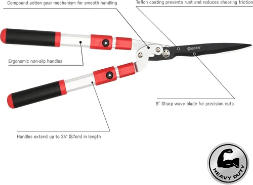 Vista 3 de Eden 39022 Tijeras extensibles para setos con hoja ondulada