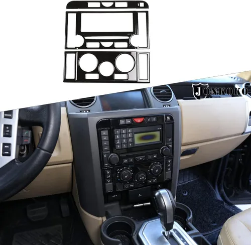 Vista 9 de YIWANG para Land Rover Discovery 3 LR3 2004-2009 coche modo de control central botón marco etiqueta engomada coche Accesorios (grano de madera negra)
