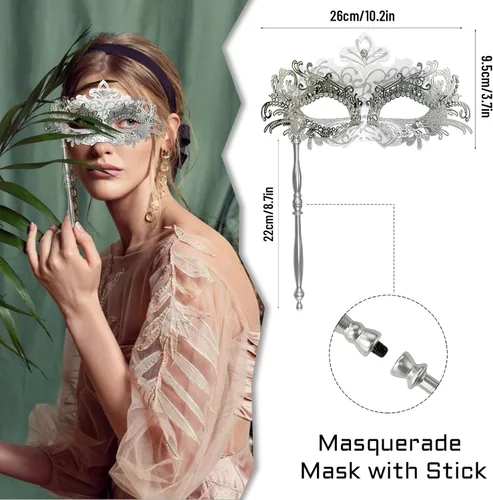 Vista 2 de Erythem Máscara de mascarada veneciana para mujer, para Halloween, carnaval, cosplay, fiesta de disfraces