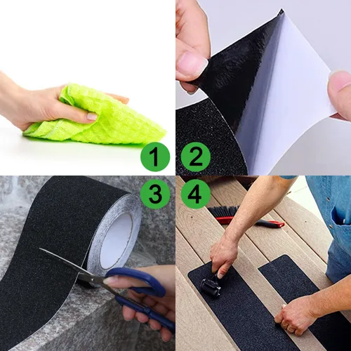 Vista 3 de COSIMIXO Cinta Antideslizante de Trabajo Pesado de 1" x 35 Pies, Mejor Fricción de 80 Grit, Agarre, Abrasiva para Escaleras Exterior/Interior Cinta