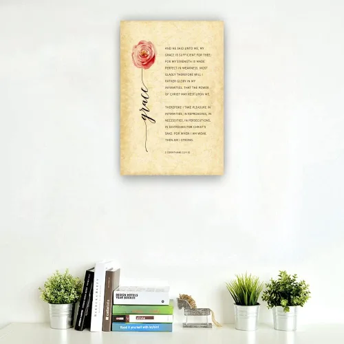 Vista 3 de 2 Corinthians 12, 9-10, My Grace is Sufficiente, versículo bíblico, obra de arte de pared para pasillo, pinturas decorativas de pared, sala