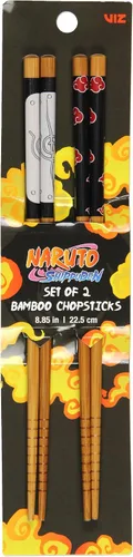 Vista 5 de Naruto Shippuden - Juego de 2 pares de palillos coleccionables de bambú de anime de 8.85 pulgadas de largo