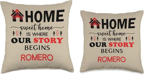 Vista 3 de Romero Family Name Gifts Buffalo Plaid Home Decor - Almohada de 16 x 16 pulgadas, multicolor