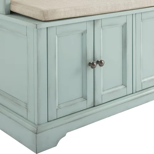 Vista 11 de Crosley Furniture Holbrook Hall - Banco para zapatos Espuma de mar envejecida azul