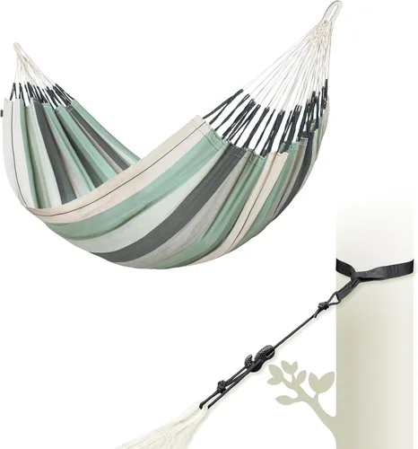 Vista 11 de LA SIESTA Modesta - Hamaca y montaje en pared de algodón orgánico, kit de suspensión para paredes, techos y vigas cuadradas, interior y exterior