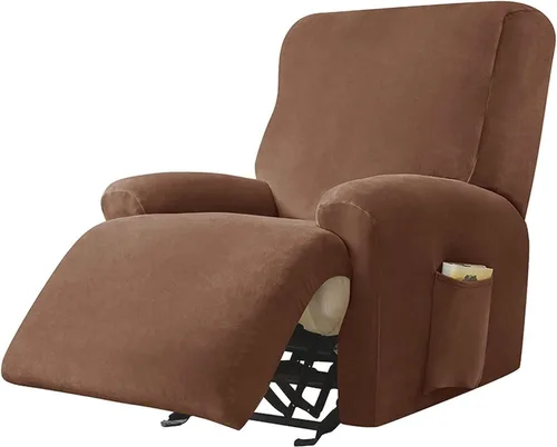 Vista 22 de LazyBoy - Funda para silla reclinable jacquard, fundas elásticas de terciopelo de color liso para sillas reclinables, 4 piezas, protector de muebles