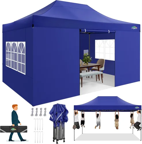 Vista 52 de COBIZI Tienda de campaña desplegable de 6.6 x 6.6 pies, toldo resistente, fácil de instalar, impermeable, para exteriores, fiestas, playa, jardín