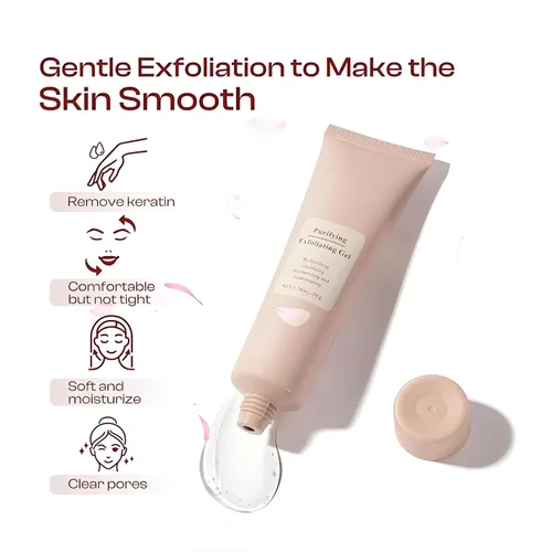 Vista 2 de Gel exfoliante purificador, limpiador exfoliante purificador facial para cara y cuerpo, exfoliante con extracto de flor para una limpieza eficaz
