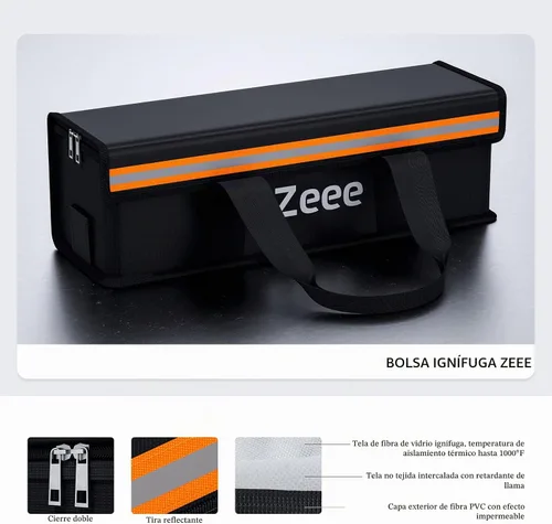 Vista 3 de Zeee Lipo Safe Bag Ebike Battery Bolsa de carga ignífuga