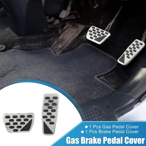 Vista 2 de Cubierta de pedal de freno de gas antideslizante para Jeep Wrangler JL 2018-2023 Gladiator JT 2020-2022 acero inoxidable tono plateado (juego de 1)