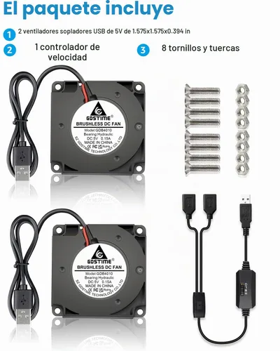 Vista 6 de GDSTIME Ventilador USB de 1.575 in con control de 3 velocidades