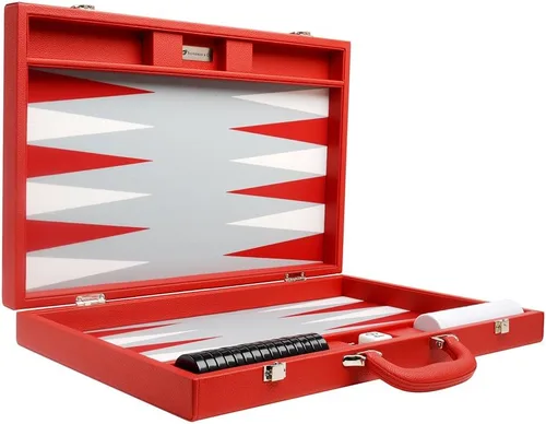 Vista 8 de Juego de Backgammon Premium de 19 pulgadas - Tamaño Grande - Red Board