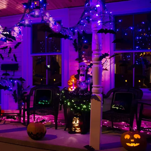 Vista 8 de JMEXSUSS Guirnalda de 250 luces LED de Halloween/250 luces LED moradas de Halloween