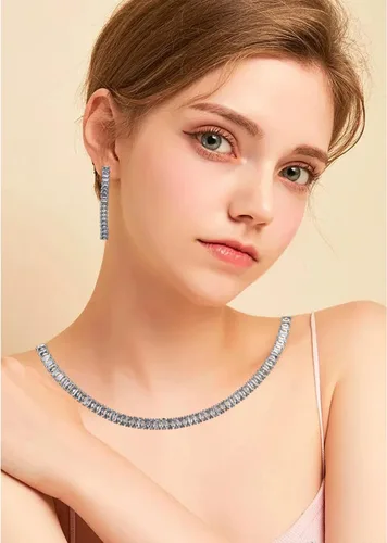 Vista 3 de Collar con colgante de circonita cúbica para niñas y mujeres, collar de letras delicadas para mujeres y niñas, conjunto de joyas para mujeres