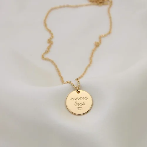 Vista 4 de LUIWIN Collar de disco inspirador chapado en oro de 18 quilates, con cita personalizada, diseño de motivación, colgante de disco minimalista, regalo