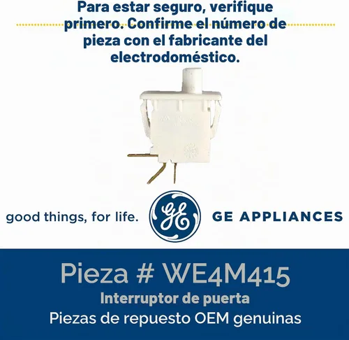 Vista 3 de GE WE4M415 - Interruptor de puerta original OEM para secadora GE