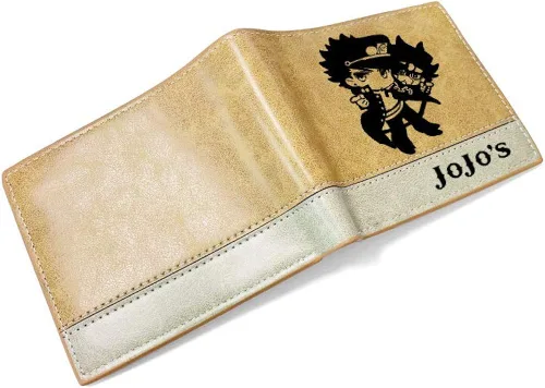 Vista 3 de HUNILY JoJo's Bizarre Adventure Slim Bifold Billetera de bolsillo de piel auténtica para hombre