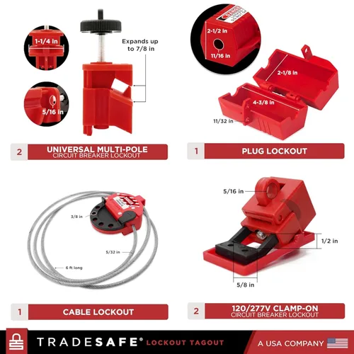 Vista 4 de TRADESAFE Kit profesional de etiquetado de bloqueo - Cerraduras Loto, cerradura de válvula de puerta, bloqueo de válvula de bola, cerraduras