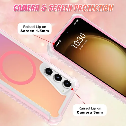 Vista 587 de Bonoma - Funda compatible con Samsung Galaxy S21 Plus, diseño de corazón con purpurina, color rosa Support for MagSafe, Plating Magnetic Case TPU