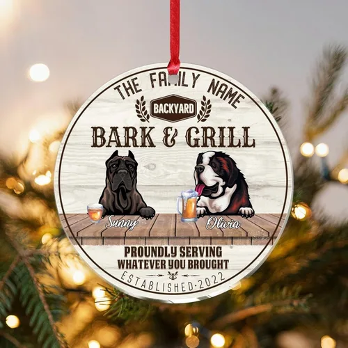 Vista 10 de SILYHEART Presa Canario & Welsh Hound Christmas Acrylic Ornaments Pet Dog Ceramic Christmas Keepsake Family Dog Name Funny Craft Hanging Ornaments