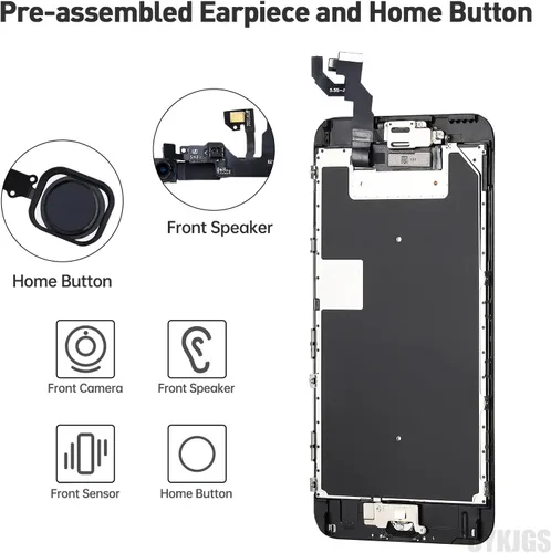 Vista 3 de para iPhone 6S Plus Reemplazo de pantalla de 5.5 pulgadas con botón de inicio, 6splus negro pantalla LCD digitalizador táctil 3D montaje completo