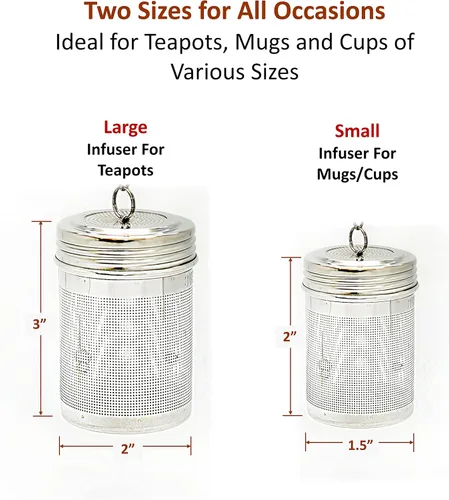 Vista 4 de URBAN ESCAPE - Té más empinado para hojas de té sueltas (paquete de 2 unidades, grande para tetera/hervidor y pequeño para taza/taza de 20 onzas)