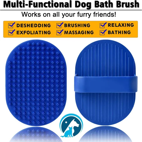 Vista 5 de Cepillo de aseo para perros, champú para perros, cepillo de baño, masaje calmante para perros y gatos, 2