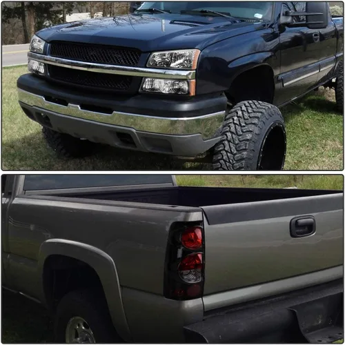 Vista 4 de DWVO Conjunto de luces traseras para faros delanteros compatibles con Chevy Silverado 1500/2500HD 2003-2006, Silverado 2500 2003-2004, Silverado