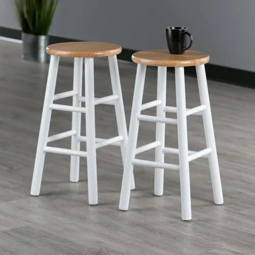 Vista 2 de Winsome Wood Huxton - Juego de 2 taburetes para mostrador, acabado natural natural / blanco