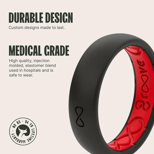 Vista 2 de Groove Life Anillo de boda de goma transpirable para mujer, diseño único, anillo de ajuste cómodo