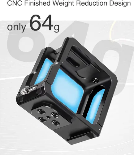 Vista 7 de Marco protector de jaula para GoPro Hero 11 Black Mini, aleación de aluminio, agujero de extensión de 1/4 pulgadas, carcasa de jaula de cámara