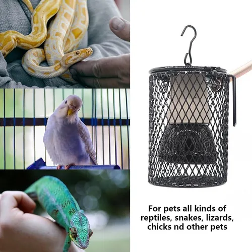 Vista 6 de Lámpara de calor para pájaros, protector protector de calentador de reptiles, cubierta de pantalla de jaula de malla para varias mascotas, incluidos