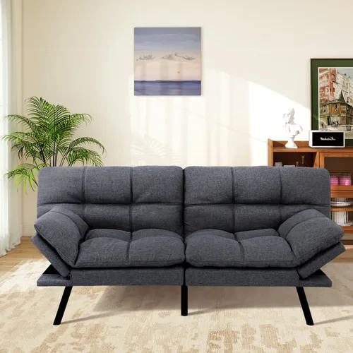 Vista 14 de MUUEGM Sofá cama futón de espuma viscoelástica, moderno sofá de oficina, cama convertible para espacios pequeños, apartamento, oficina, con respaldo