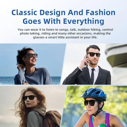 Vista 7 de Lentes inteligentes para hombres y mujeres, lentes de sol inteligentes con audio con lentes polarizadas, lentes de sol Bluetooth, llamadas manos