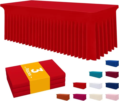 Vista 101 de Smiry Mantel de elastano, elástico ajustable para mesas rectangulares de 3 pies, impermeable, lavable, para exteriores, bodas, banquetes y fiestas