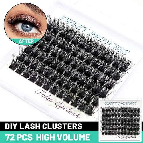 Vista 4 de Bodermincer 72 paquetes de racimos con pegamento de efecto 3D, extensiones de pestañas individuales, estilo natural (0.394 pulgadas)