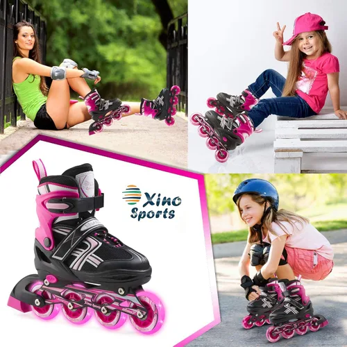 Vista 9 de Paquete de patines en línea Fuschia + equipo de protección rosa