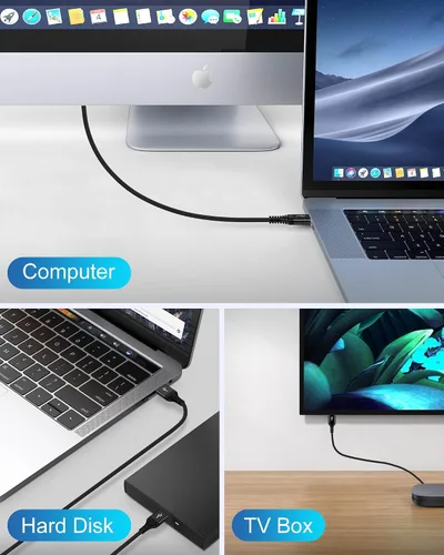 Vista 7 de Cable USB a USB de 6 pies, macho a macho, cable USB A a USB A para discos duros WD, PC, Mac, laptop, PS4, Xbox, USB 3.0 tipo A, impresora, cable