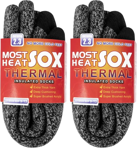 Vista 9 de Calcetines térmicos para hombre, calcetines de invierno cálidos para clima frío con temperaturas extremas A1-azul (2 pares)