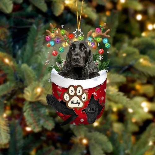 Vista 91 de Adornos personalizados de Pug cervatillo – Decoración personalizada para árbol de Navidad con patas de bolsillo de nieve