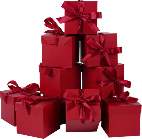 Vista 14 de Elephant-package Paquete de 12 cajas de regalo pequeñas con tapas, cajas de regalo rojas con cinta para Navidad, día de San Valentín, embalaje