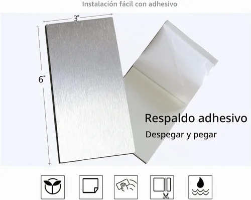 Vista 2 de XUANINY 32 azulejos de metal para salpicaduras de metal autoadhesivos, mosaico de aluminio autoadhesivo, adhesivo de pared 3D para cocina metro